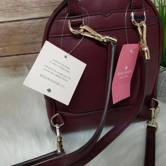 Kate Spade Mini Leather Quilted Backpack Cherry - Picture 7 of 10